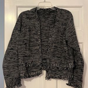 Tahari cardigan black and white tweed